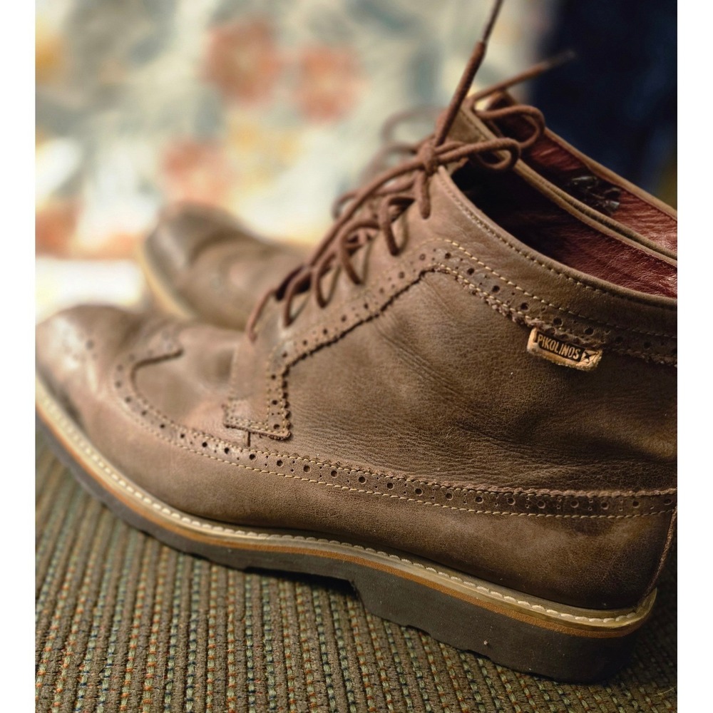 Pikolinos Light Wingtip Brogue Boots Brown Leather Lace Up Men Size 45 - Picture 3 of 7